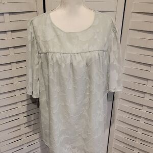 Mint Green Boho Floral Short Sleeve Blouse Size 2X